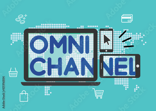 Omni channel marketing strategy shopping online conceptual illustration vector