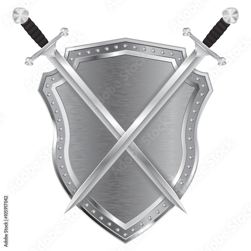Metal shield and swords