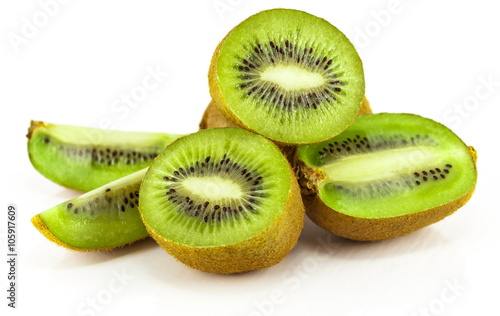 Kiwi fruit on a white background.