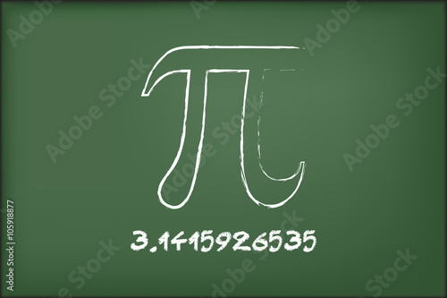 PI symbol on green chalkboard vector
