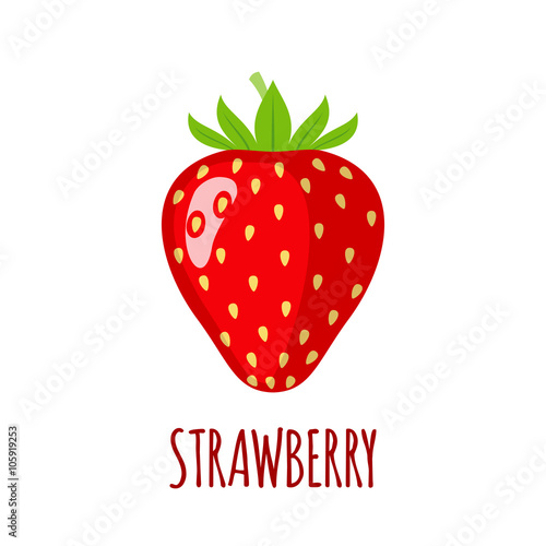 Strawberry icon in flat style on white background