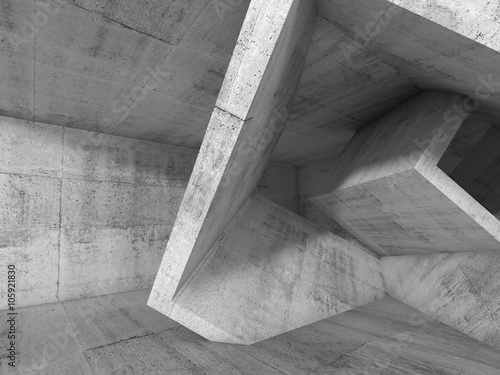 Gray Concrete room with 3d cubic structures