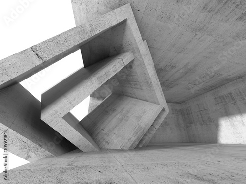 Concrete 3 d room with cubic interior structures