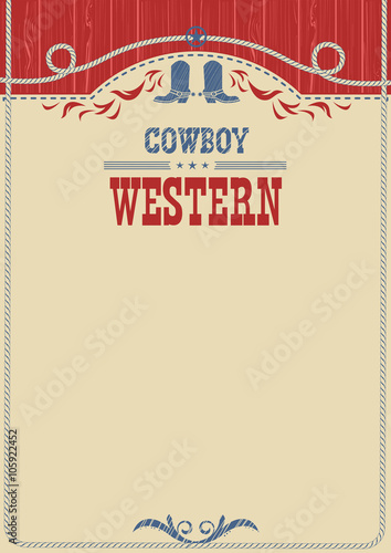 American cowboy poster for text.Vector background with decoratio