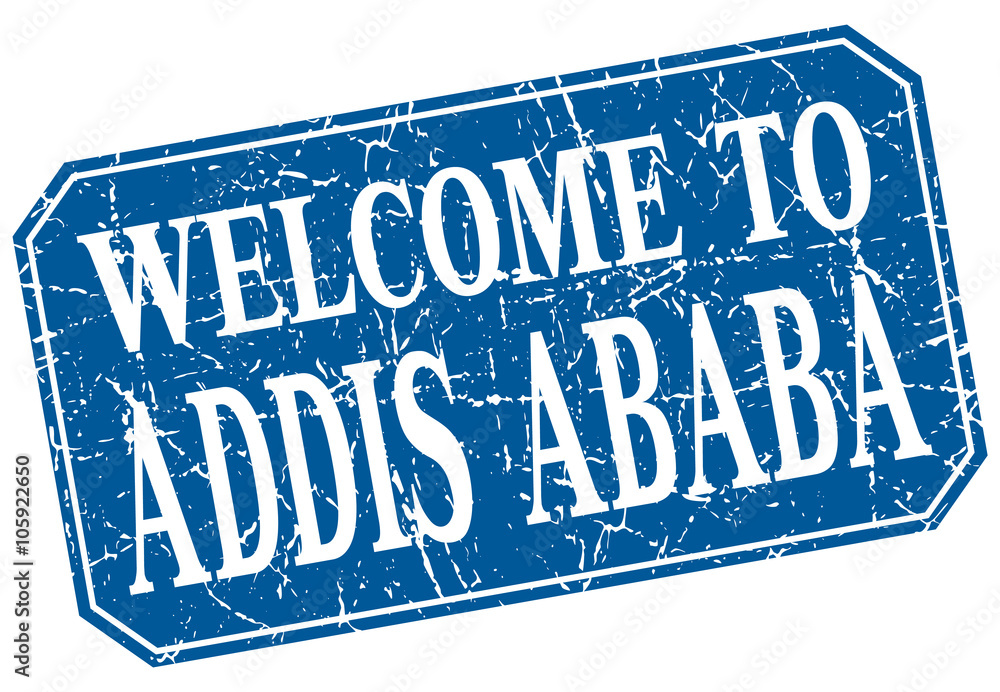 welcome to Addis Ababa blue square grunge stamp