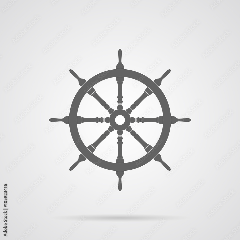 Vector Gray Steering Wheel Flat Icon