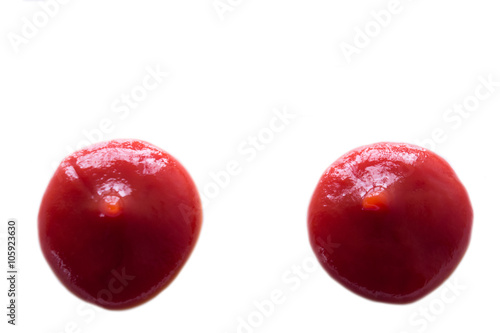 Red sauce on white background 