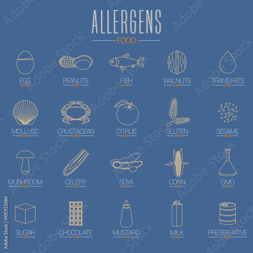 Allergen icons vector set