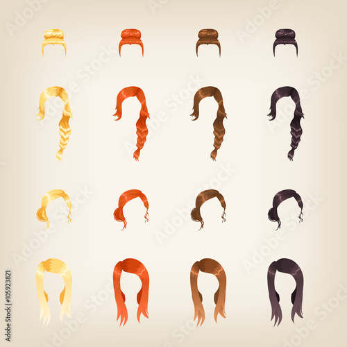 Set of female hair