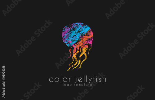 Jellyfish logo design. Sea logo. Ocean logo design.