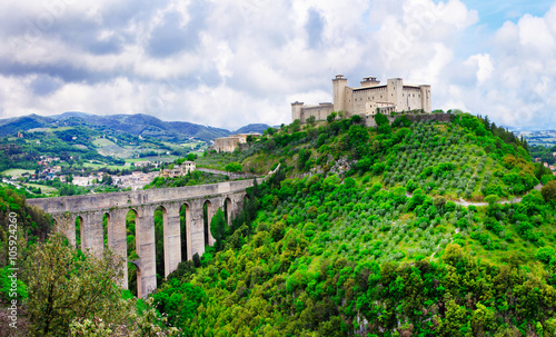 Aqueduct and abbey in Spoleto.Umbria, Italy