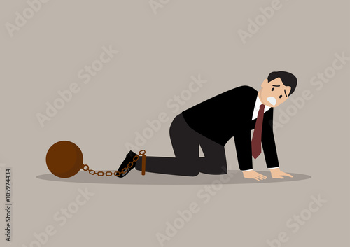 Desperate businessman with weight burden