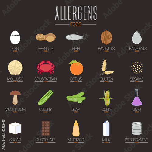 Allergen icons vector set