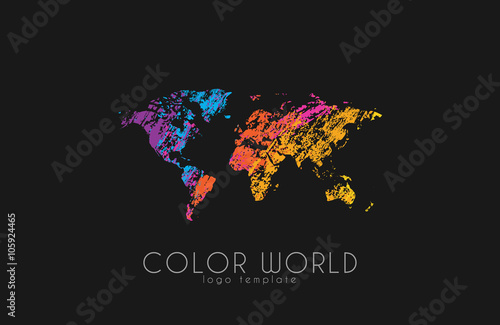 World map logo. World logo. Color world. Creative logo. Travel logo design.