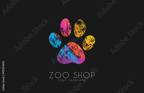 paw print logo. Creative animal logo. zoo logo. zoo shop. creative logo