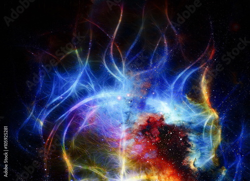 Cosmos and fractal effect, computer collage. Elements of this image furnished by NASA.