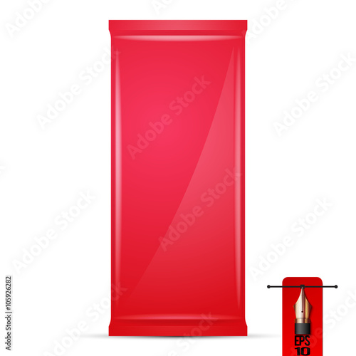 Vector chocolate bar red wrapper food pack
