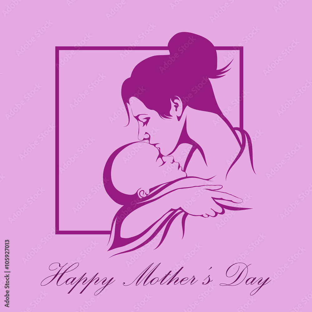 Silhouette of a mother and her child. Mothers day Silhouette of a mother and her child. Mothers day
