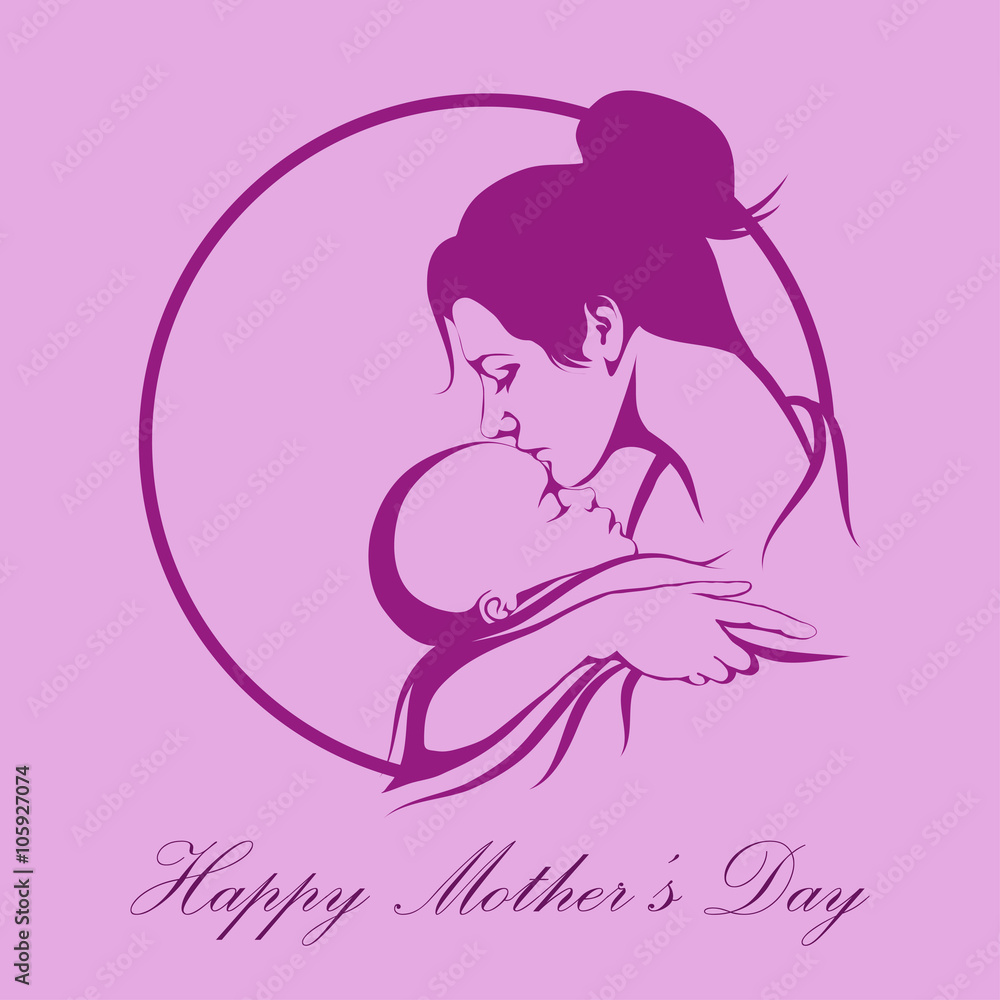 Silhouette of a mother and her child. Mothers day Silhouette of a mother and her child. Mothers day