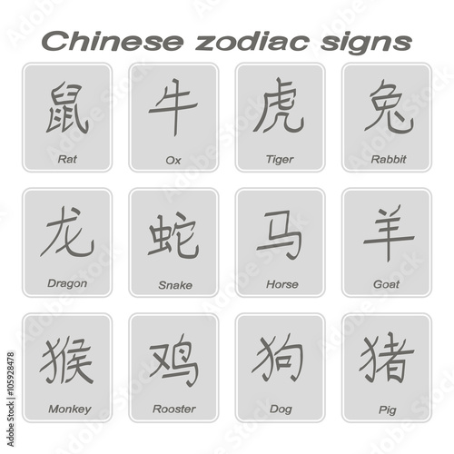 Set of monochrome icons with chinese zodiac signs for your design