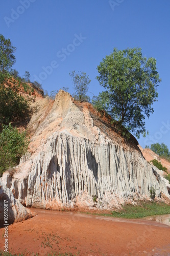 Weißer Fels und roter Sand in der Fairy Stream Schlucht in Mui Ne