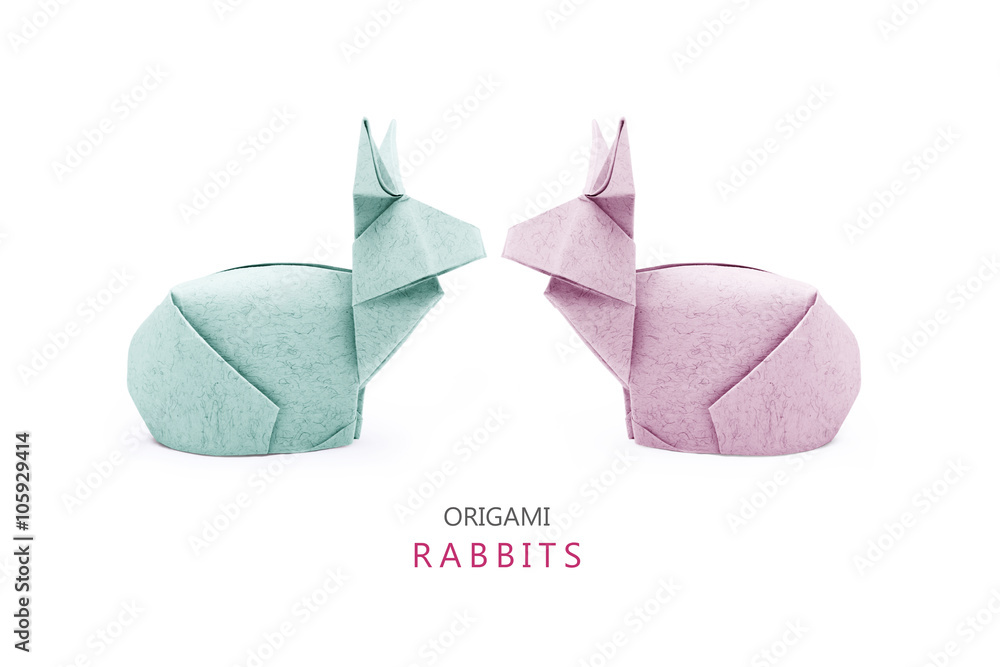 Fototapeta premium Origami paper rabbits