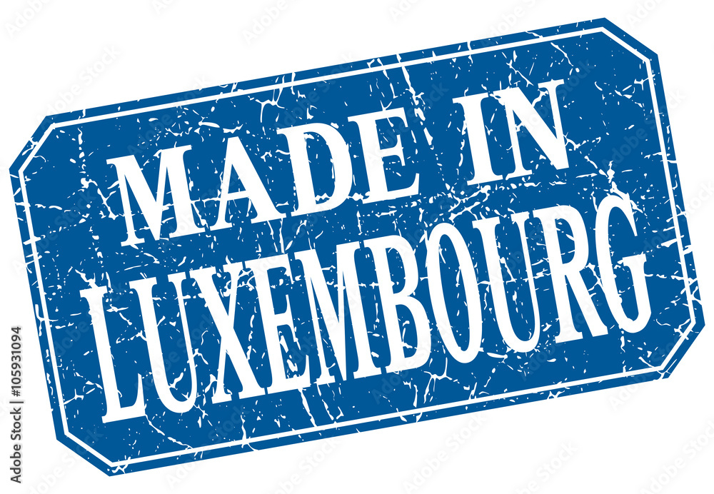 made in Luxembourg blue square grunge stamp