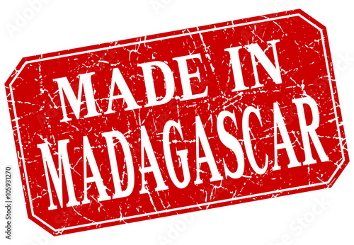 made in Madagascar red square grunge stamp