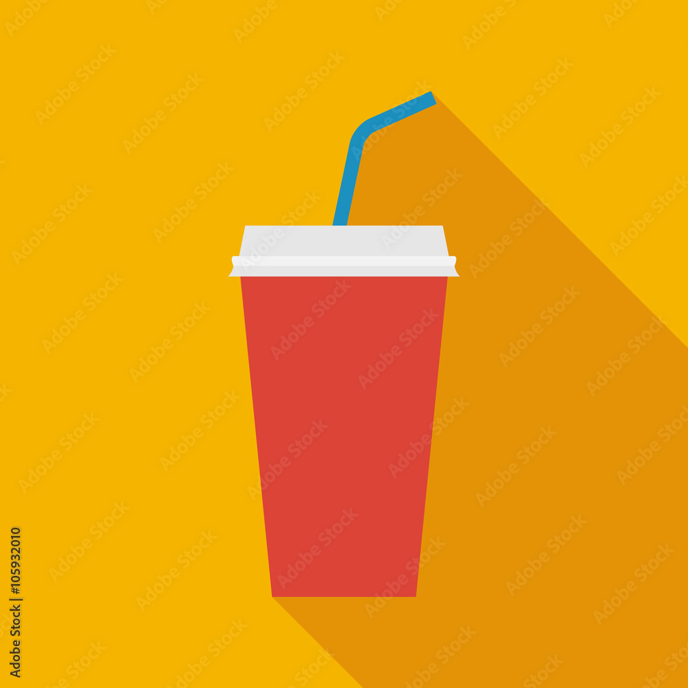 disposable soda cup icon with long shadow. flat style vector illustration disposable soda cup icon with long shadow. flat style vector illustration