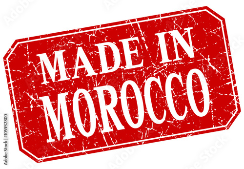 made in Morocco red square grunge stamp