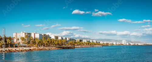 Coast line of Limassol, Cyprus. Panoramic photo photo