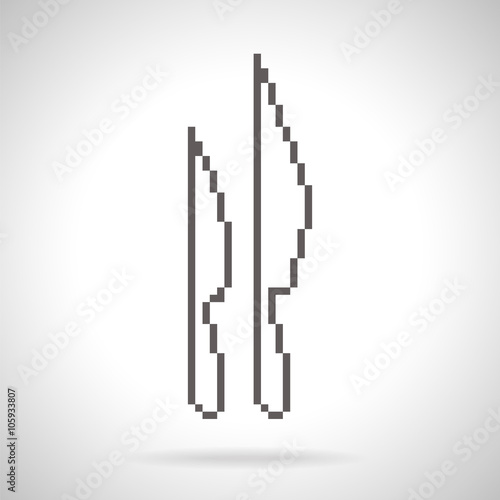 Two knifes icon  pixel art style