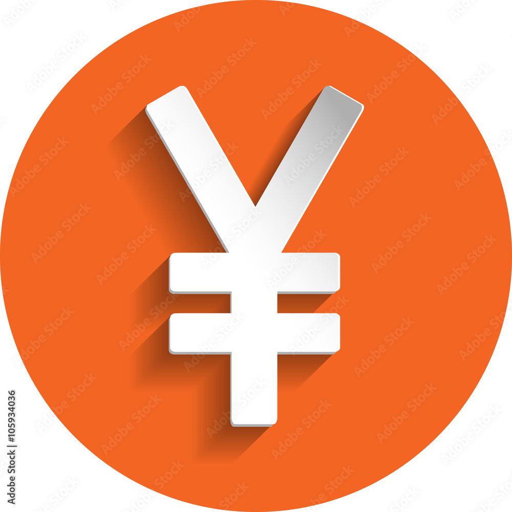 Fototapeta premium Yen icon, paper style