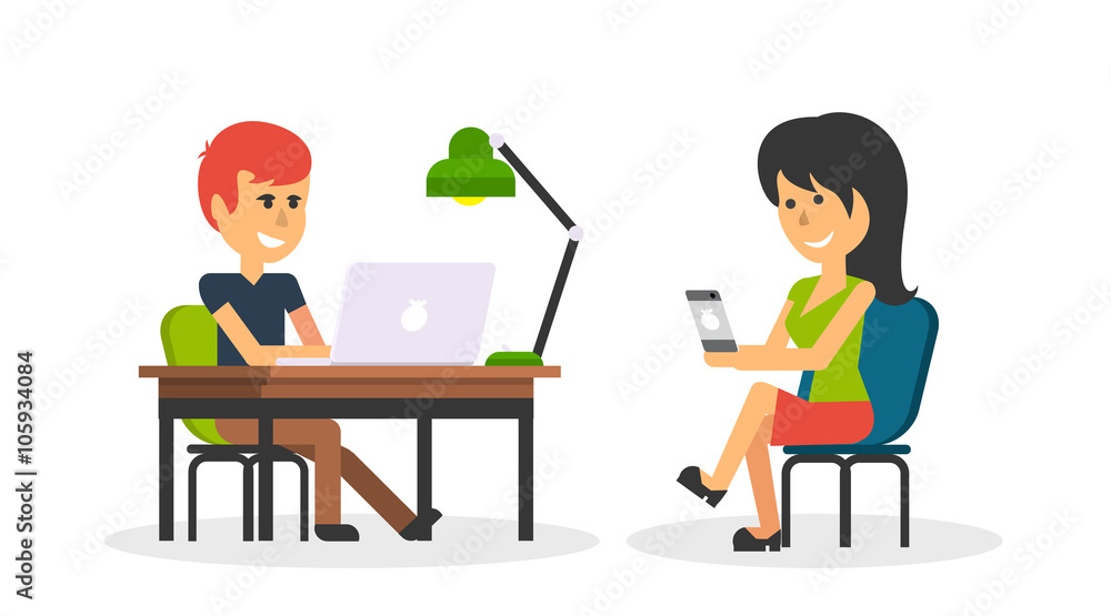 People Work in Office Design Flat People Work in Office Design Flat