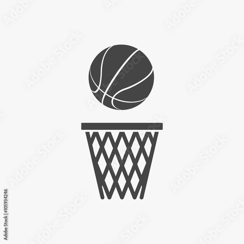 Basketball ball net Icon in flat style isolated on grey background.