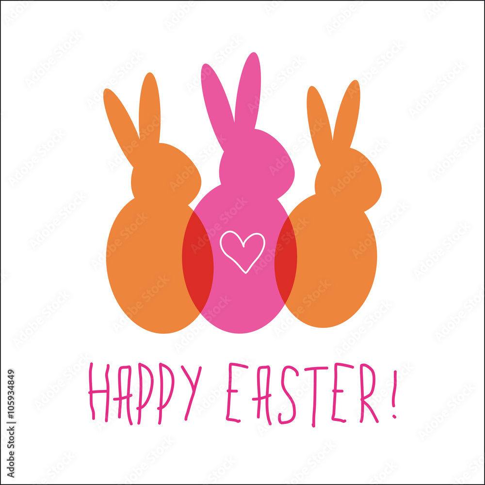 Obraz premium Happy Easter, Easter Bunny with heart