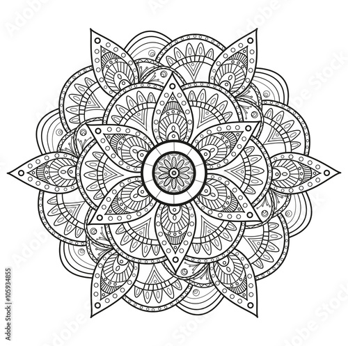 Black and white mandala vector, mandala in bianco e nero da colorare vettoriale