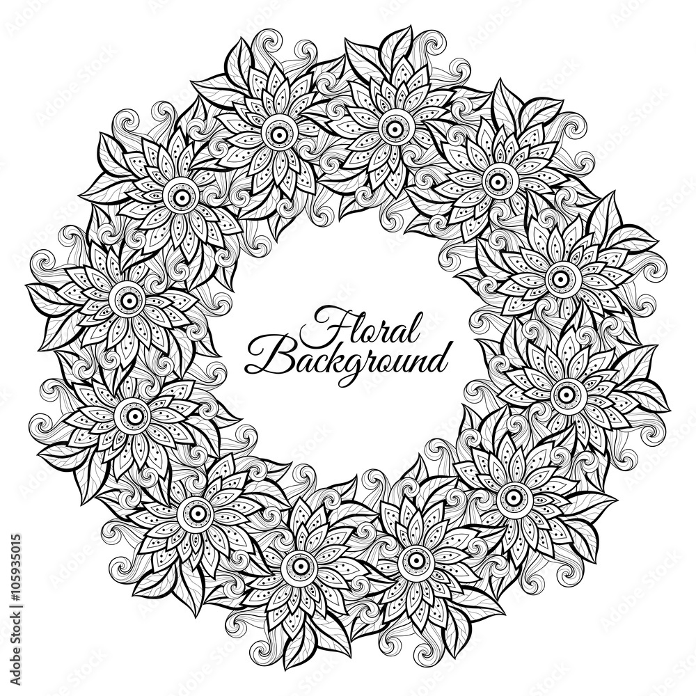 Vector Monochrome Floral Background Vector Monochrome Floral Background