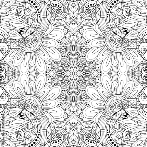 Vector Seamless Abstract Black and White Tribal Pattern