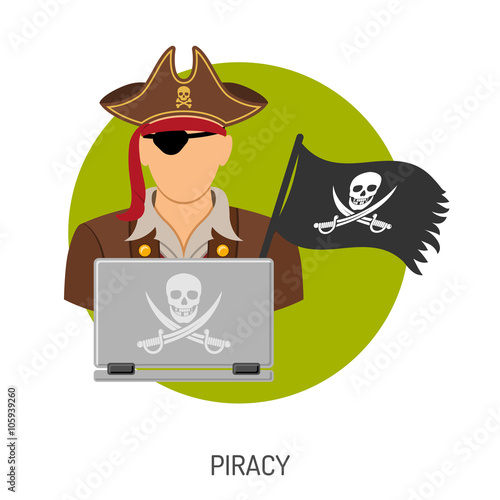 Piracy Concept with Pirate Icon