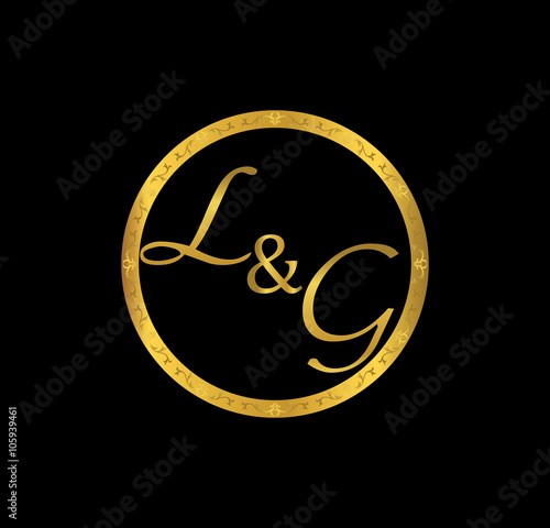 LG initial wedding in golden ring
