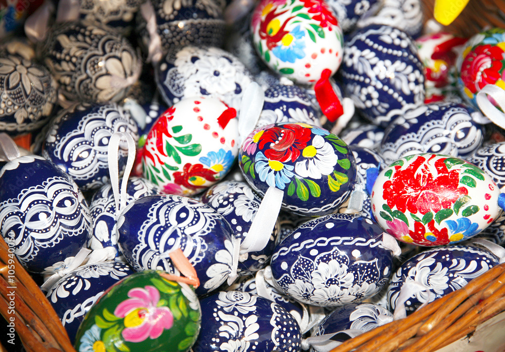 Hand painted beautiful and colorful easter eggs