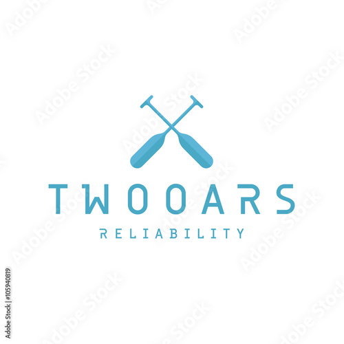 Two Oars Sign Monogram Logo in Minimalism Flat Illustration