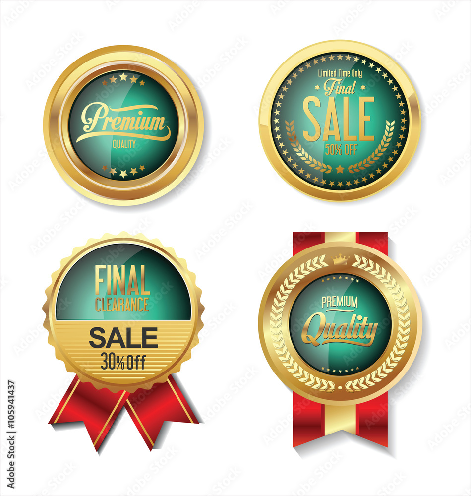 Golden retro labels collection Golden retro labels collection