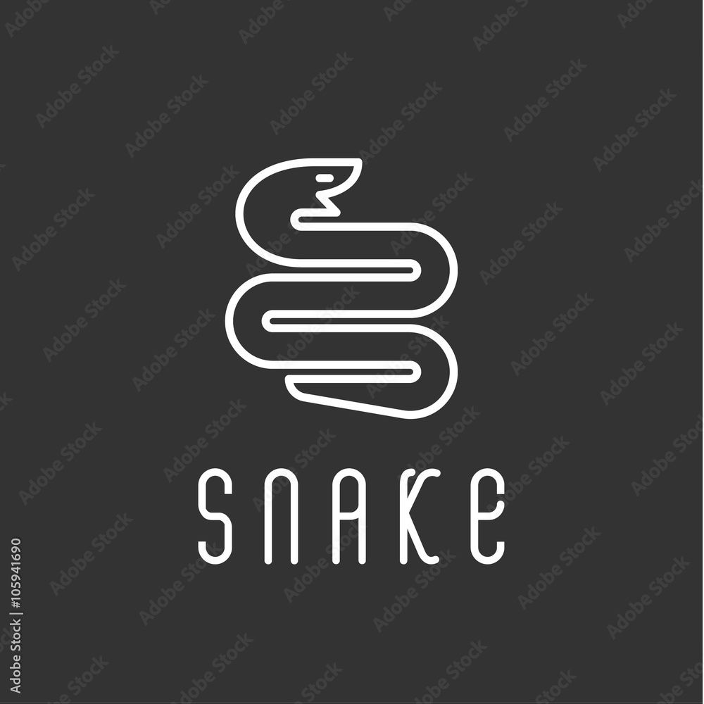 Snake with a linear trending flat style logo illustration Snake with a linear trending flat style logo illustration