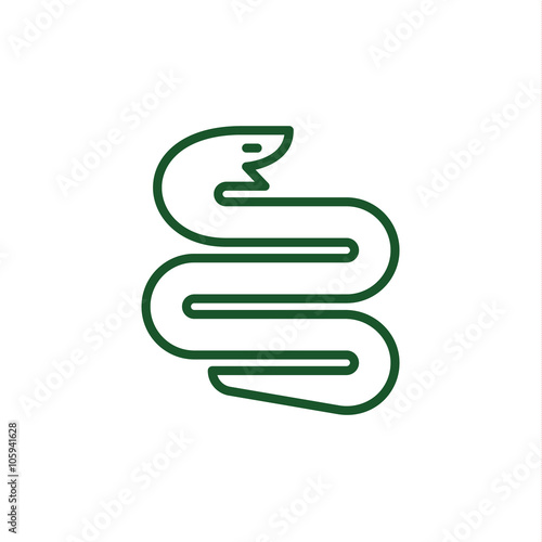 Snake with a linear trending flat style logo illustration