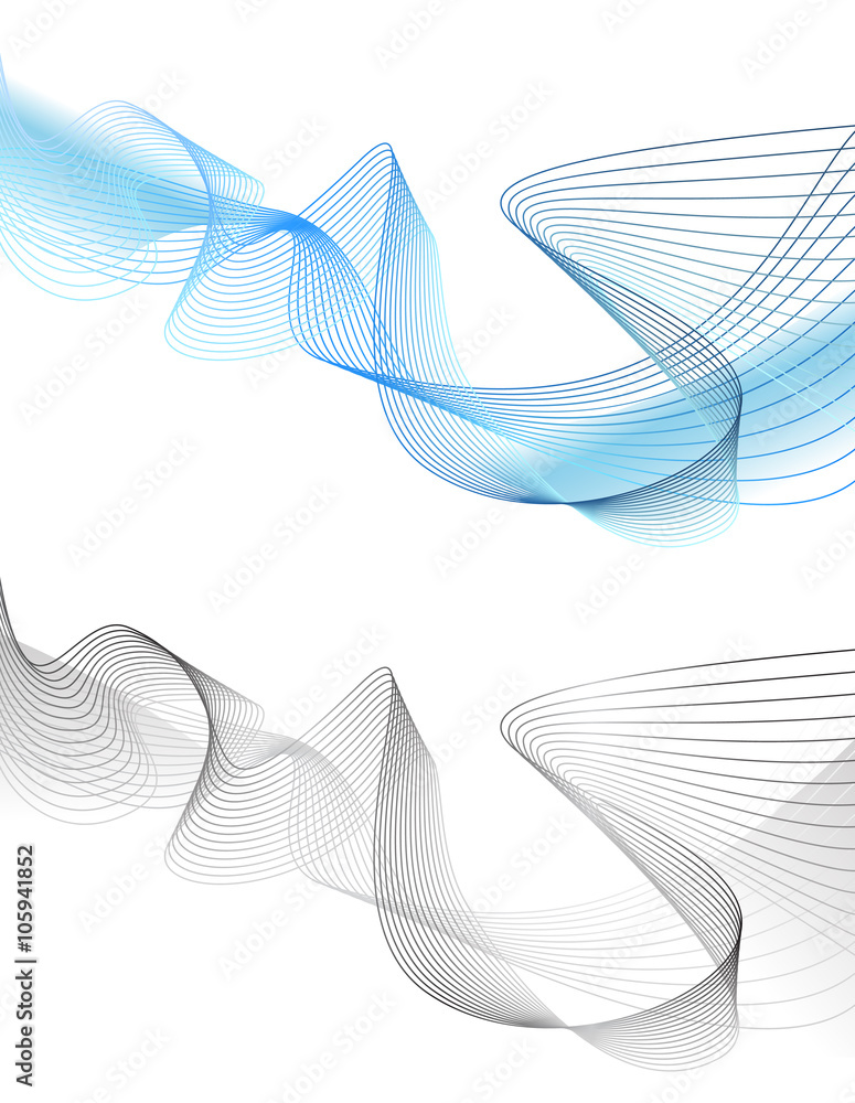 Fototapeta premium Abstract grey wave isolated on white background. Vector illustra