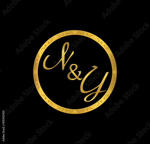 NY initial wedding in golden ring