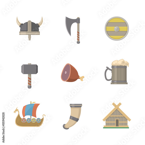 A Viking Warrior vector illustration Icon Set.
Icons depicting the old viking and Nordic culture.