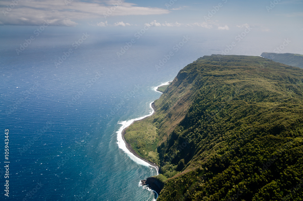 Molokai island coastline view from above